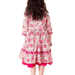 Magenta White Floral A-Line Dress with Shrug